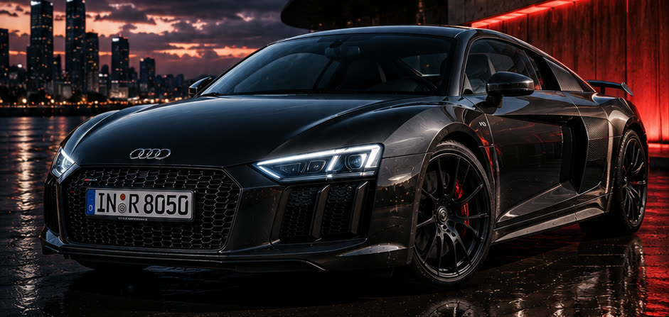 Fekete Audi R8 esti városban