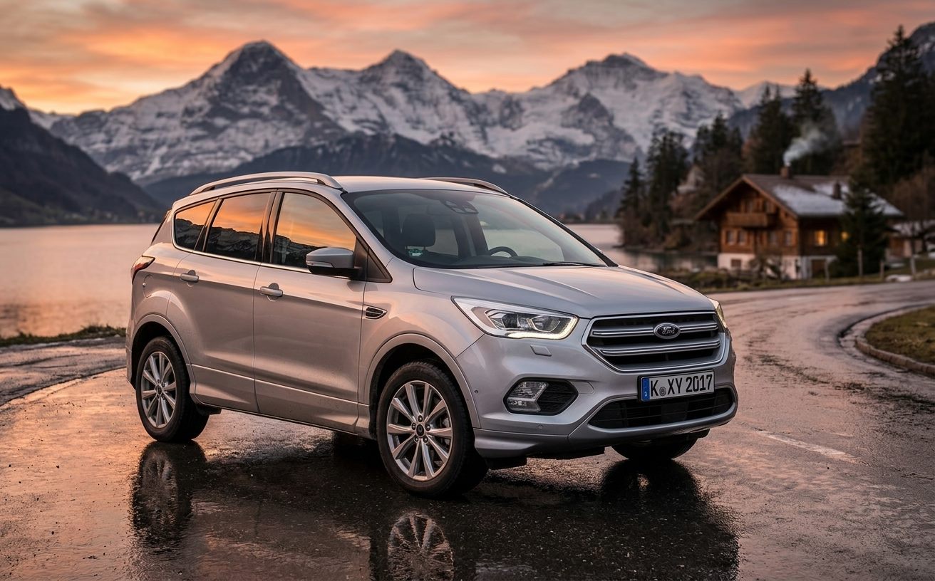 Ezüst Ford Kuga tóparton
