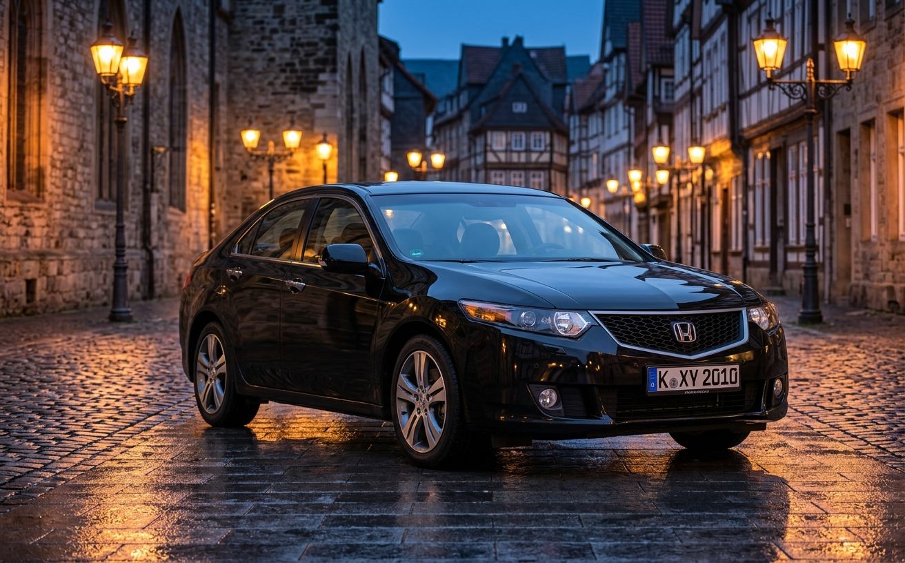 Fekete Honda Accord szedán óvárosi utcán