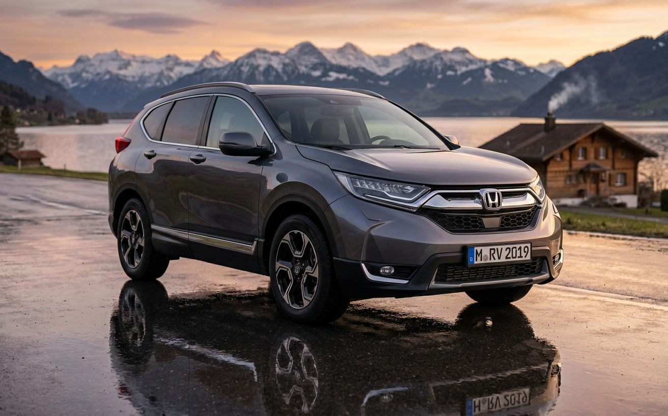 Sötétszürke Honda CR-V alpesi tóparton