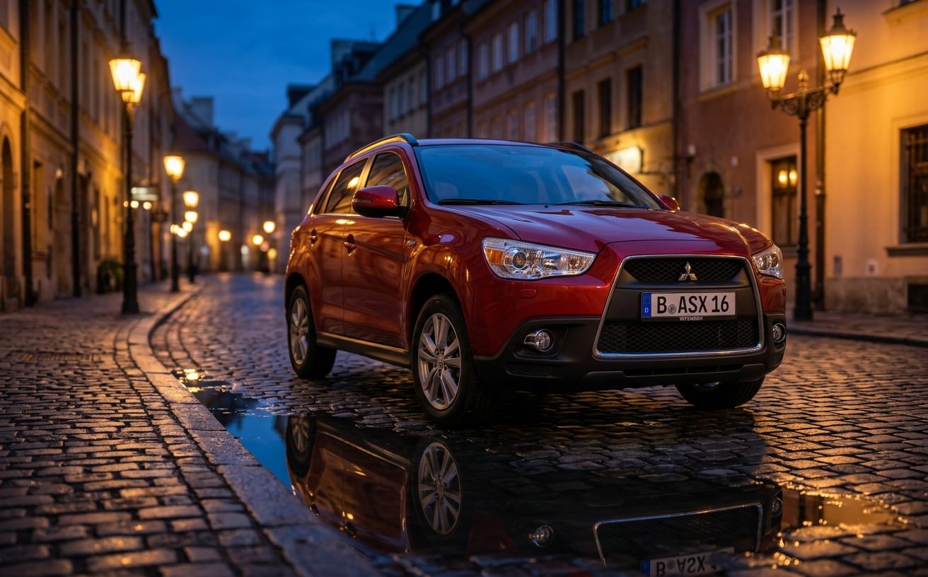 Piros Mitsubishi ASX óvárosi utcán
