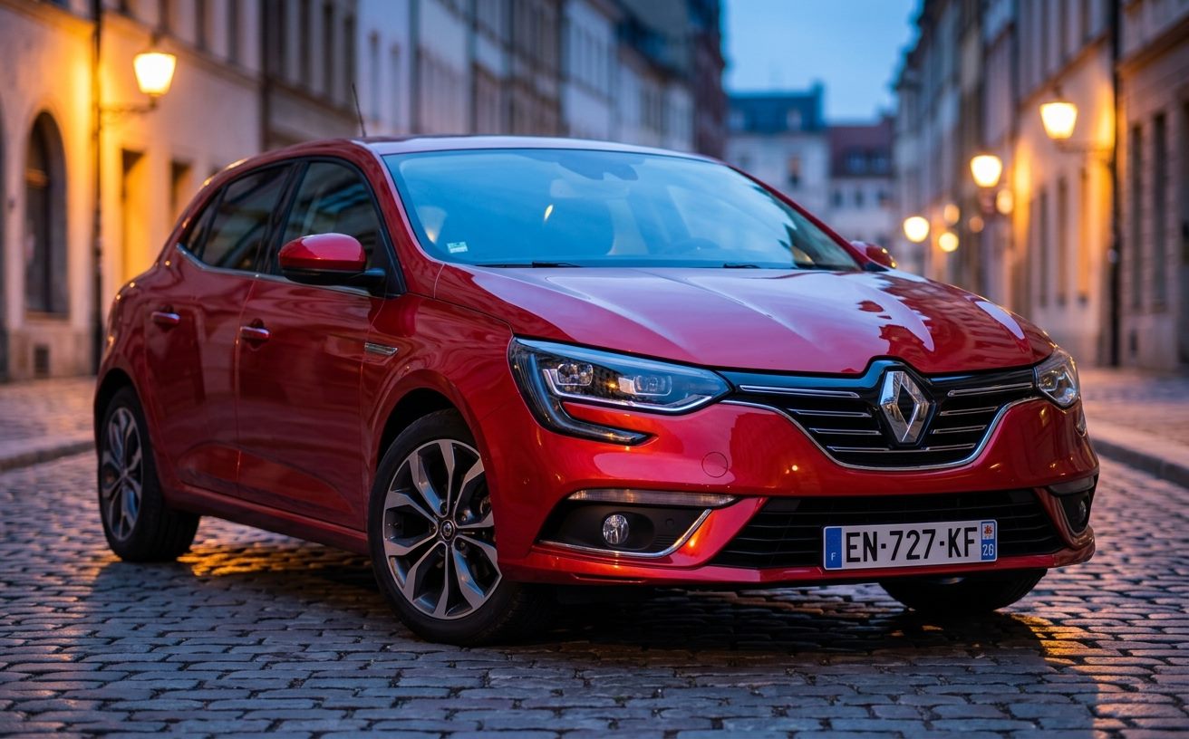 Piros Renault Mégane óvárosi utcán