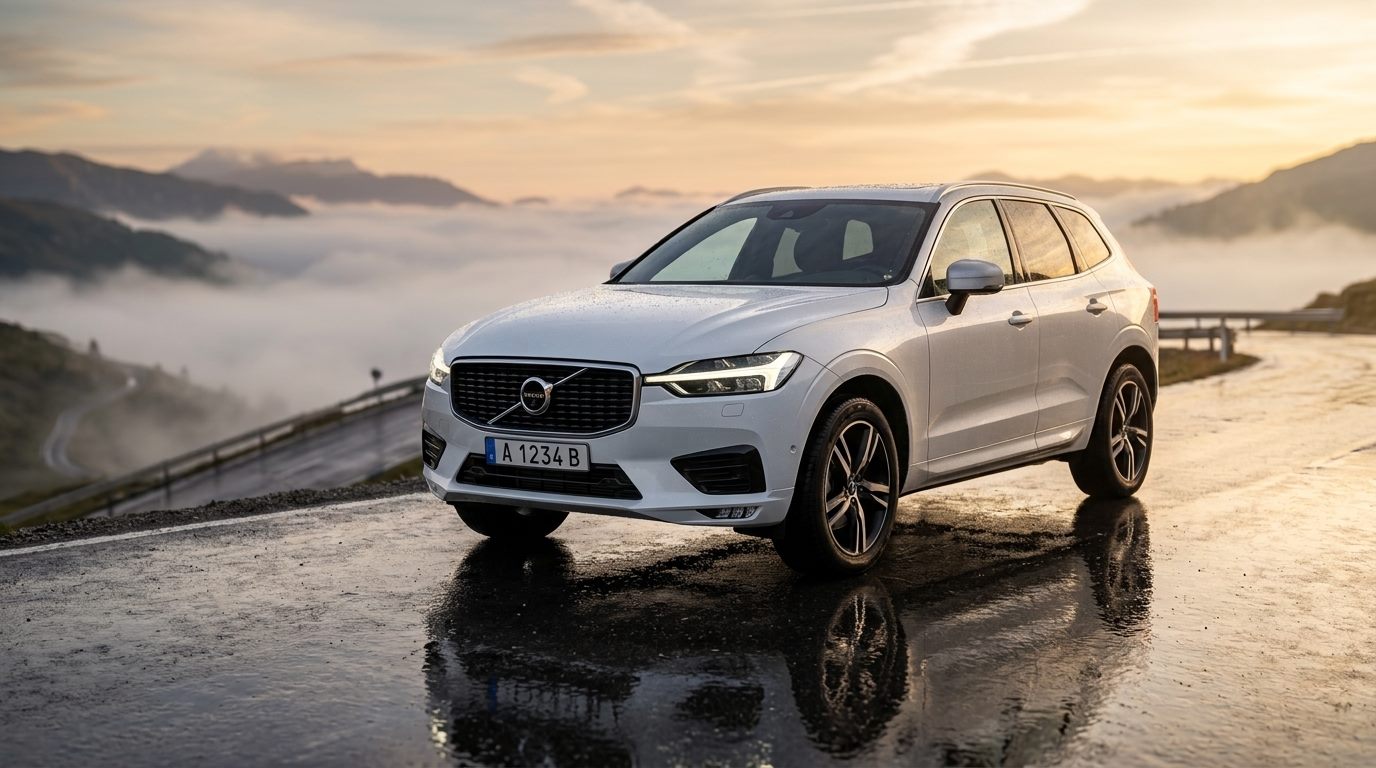 Fehér Volvo XC60 hegyi úton